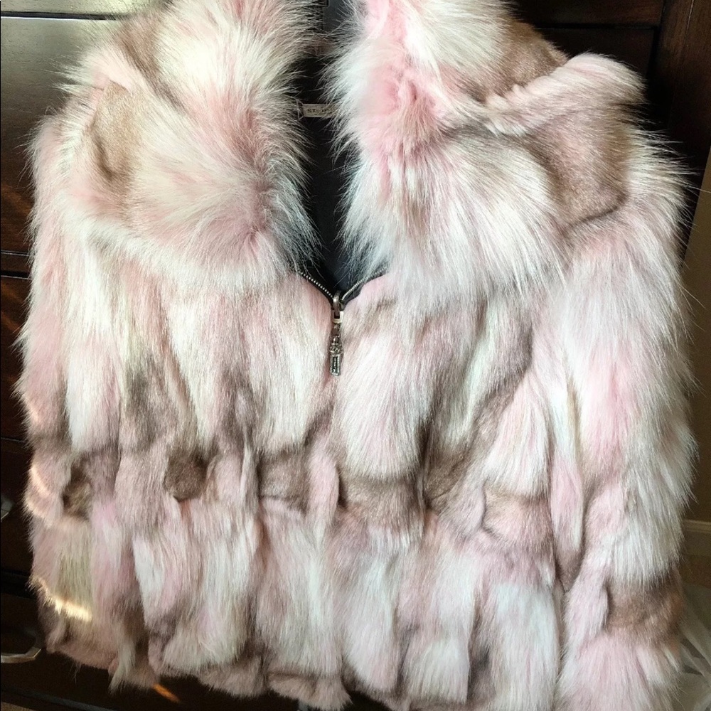 St. John pink 100% fox jacket. NWOT